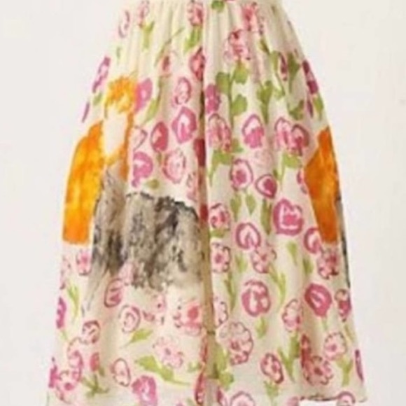 Anthropologie Floreat Morning Stroll Cat Dress Fit Flare Floral Smocked Retro 6 - Picture 16 of 16